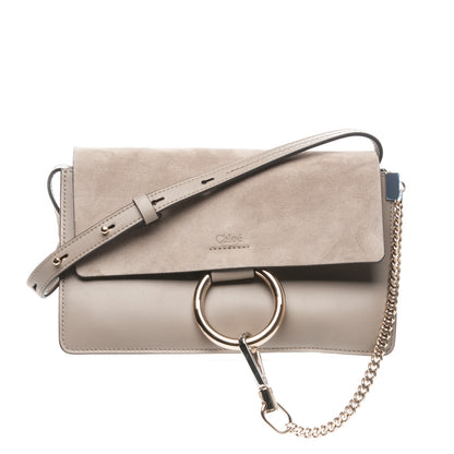Chloe Suede Calfskin Small Faye Shoulder Bag Motty Grey 1 of 8