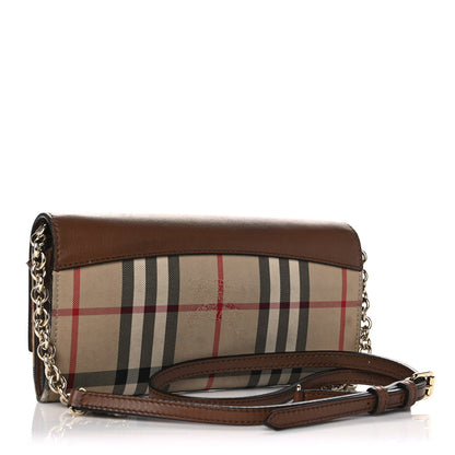 Burberry Calfskin Horseferry Check Henley Wallet On Chain Tan 3 of 11