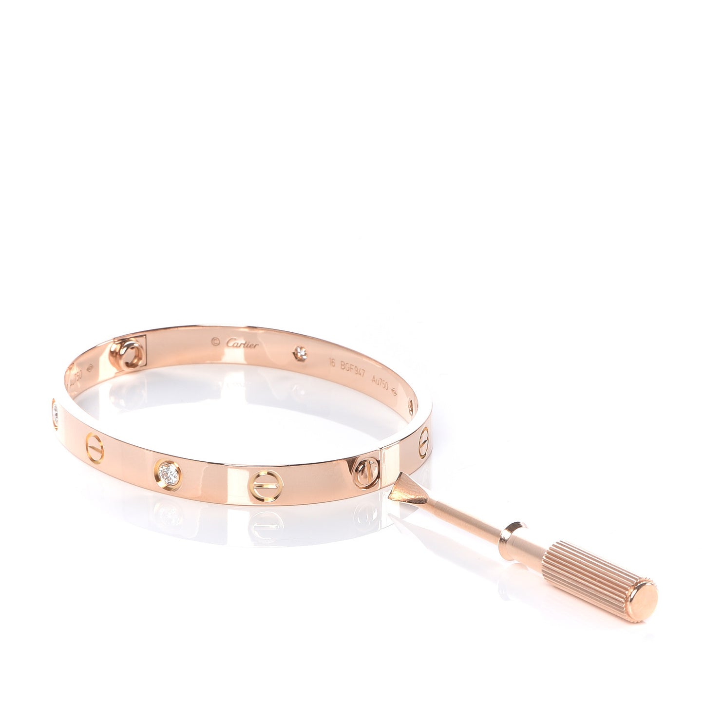 18K Pink Gold 4 Diamond LOVE Bracelet 16