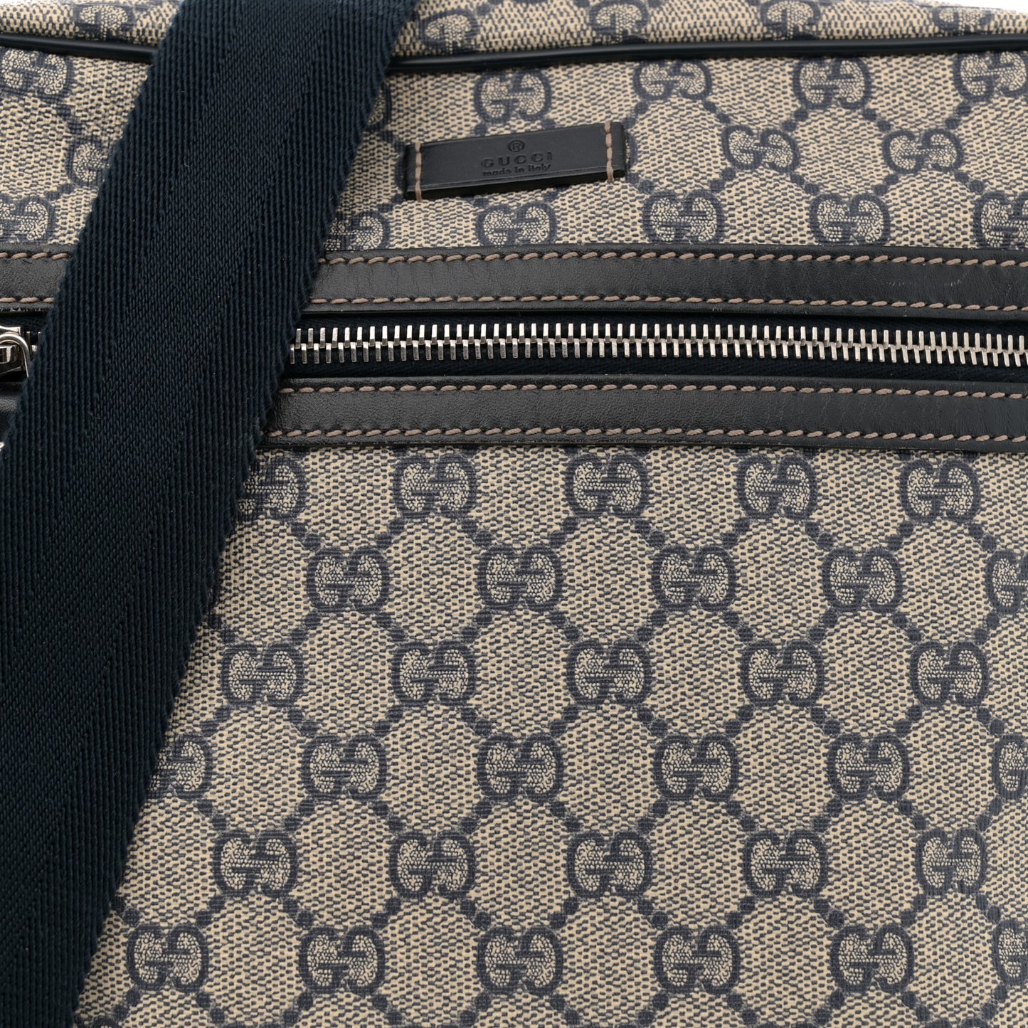 GG Plus Monogram Selleria Calfskin Medium Messenger Bag Beige Blue