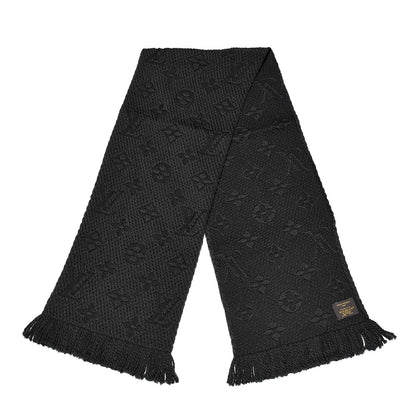 Louis Vuitton Wool Silk Logomania Scarf Charcoal Grey 3 of 4