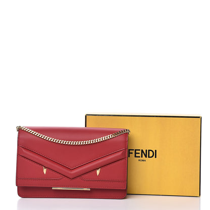 Fendi Vitello Century Eyebrow Monster Eyes Embossed Tube Wallet on Chain Fragola 10 of 10