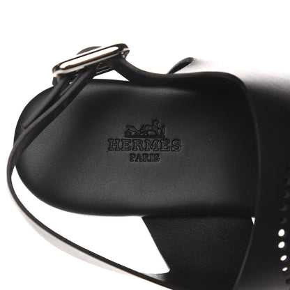 Hermes Calfskin Kola Sandals 36.5 Black 7 of 9