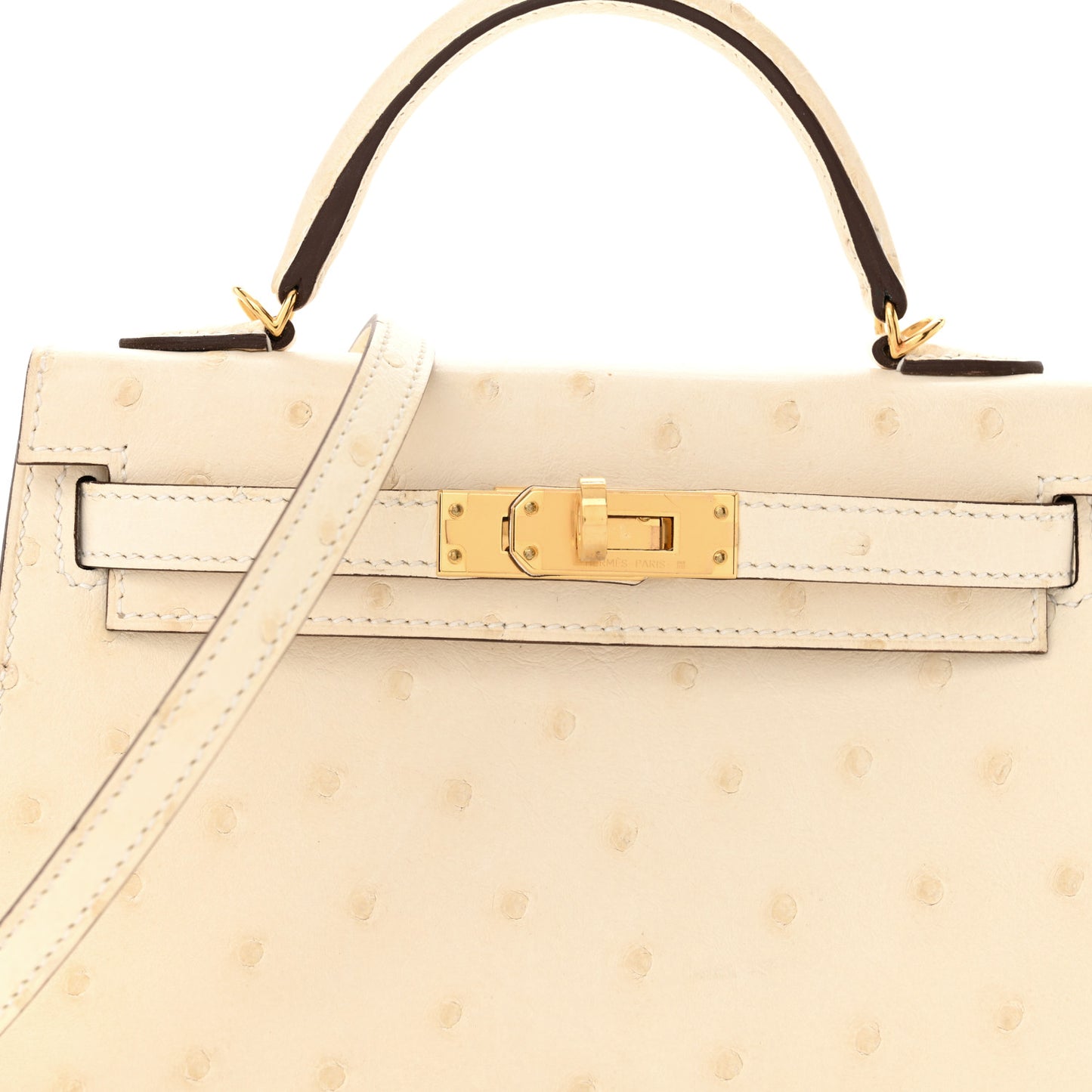 Ostrich Kelly Sellier Mini 20 Nata