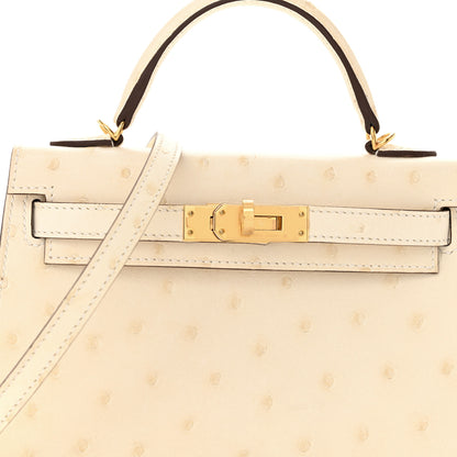 Hermes Ostrich Kelly Sellier Mini 20 Nata 9 of 12