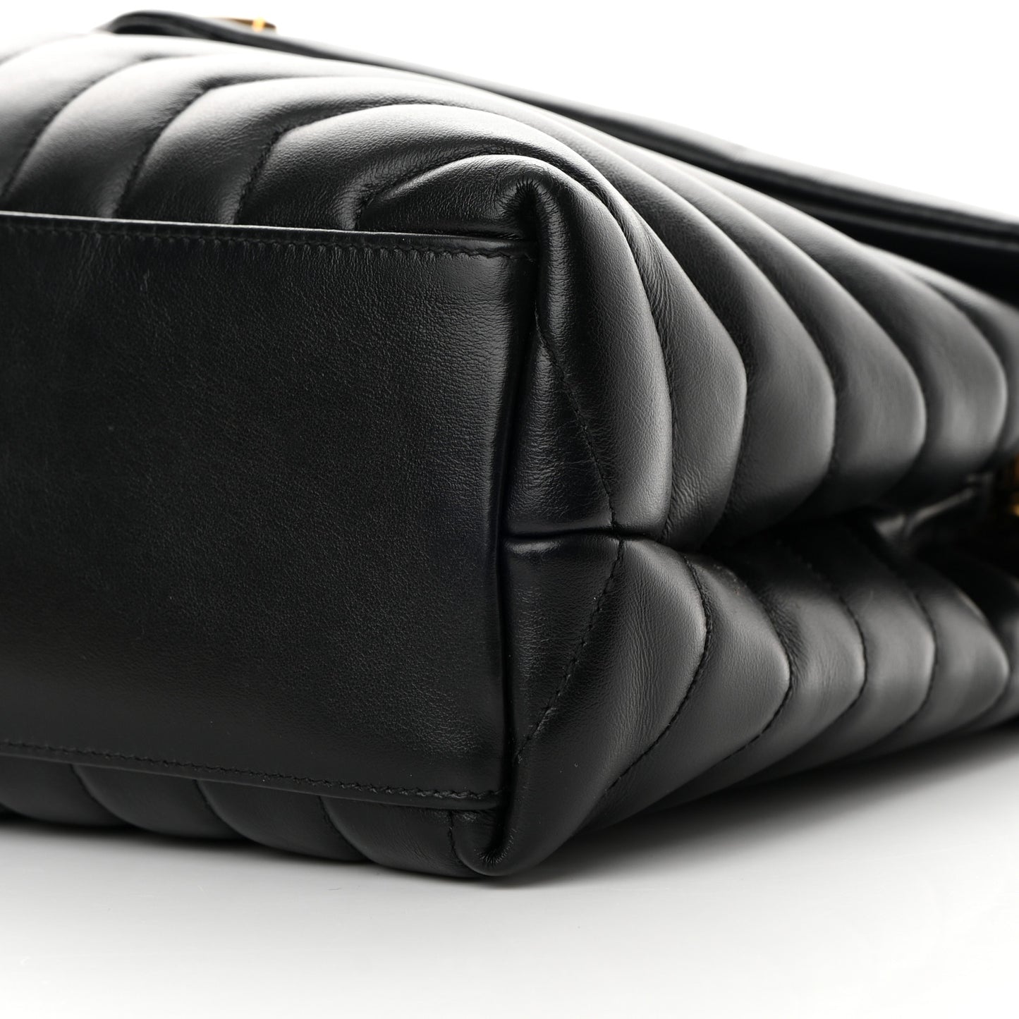 Calfskin Y Quilted Monogram Medium Loulou Chain Satchel Black