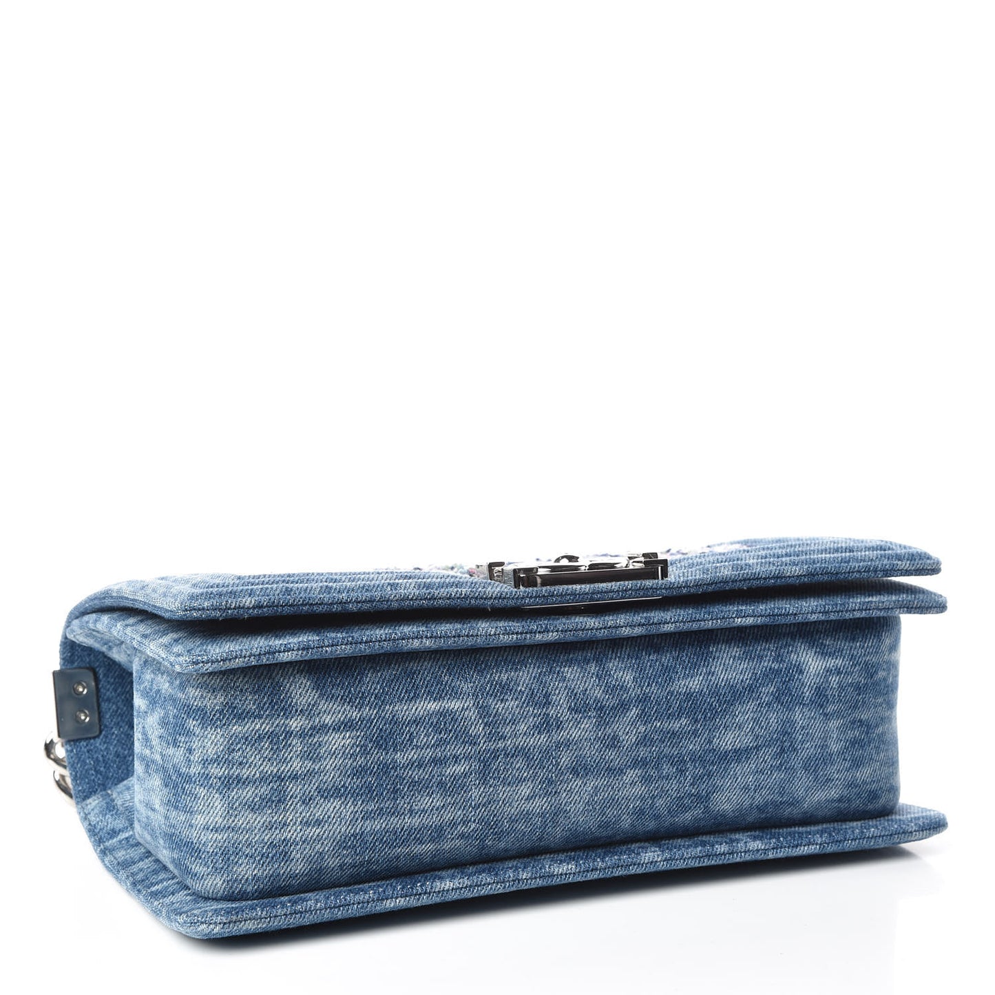 Cotton Tweed Denim Medium Boy Flap Light Green Light Blue