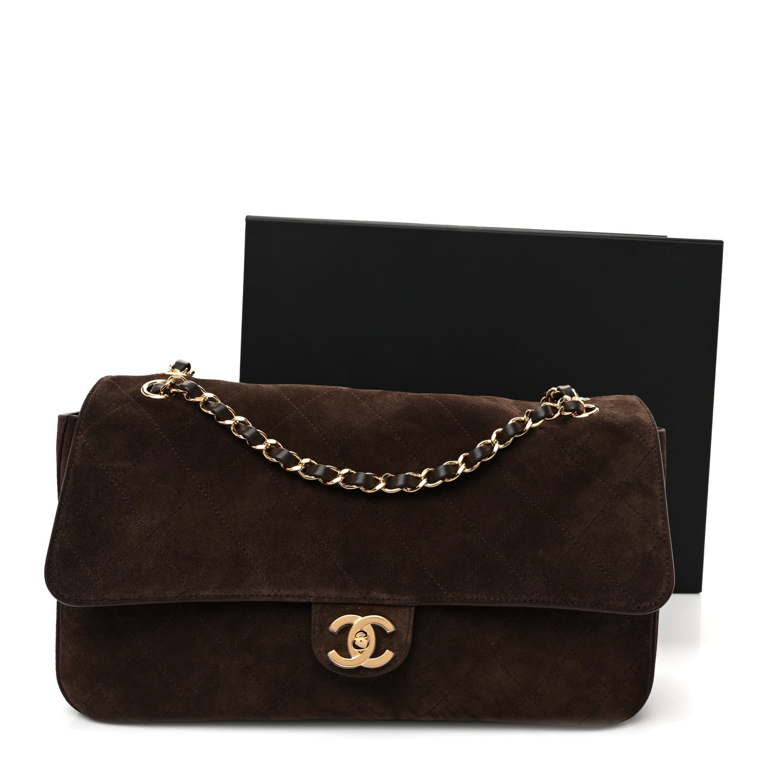 Chanel Suede Calfskin Small Souplissimo Maxi Flap Dark Brown 11 of 11