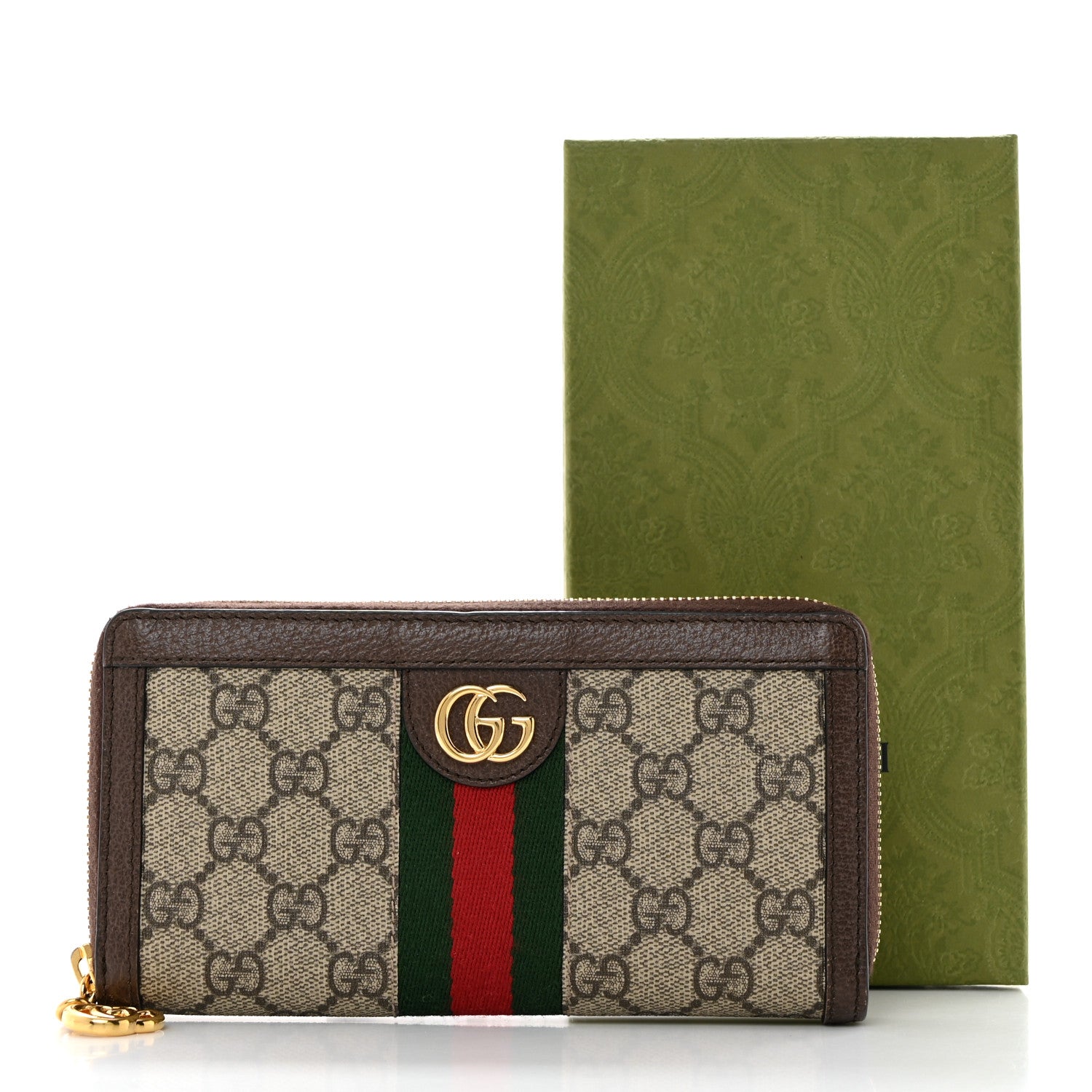Gucci GG Supreme Monogram Web Ophidia Zip Around Wallet Brown 8 of 8