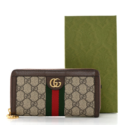 Gucci GG Supreme Monogram Web Ophidia Zip Around Wallet Brown 8 of 8