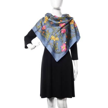 Gucci Silk Twill Flowerwebby Square Scarf Sky Blue 2 of 4