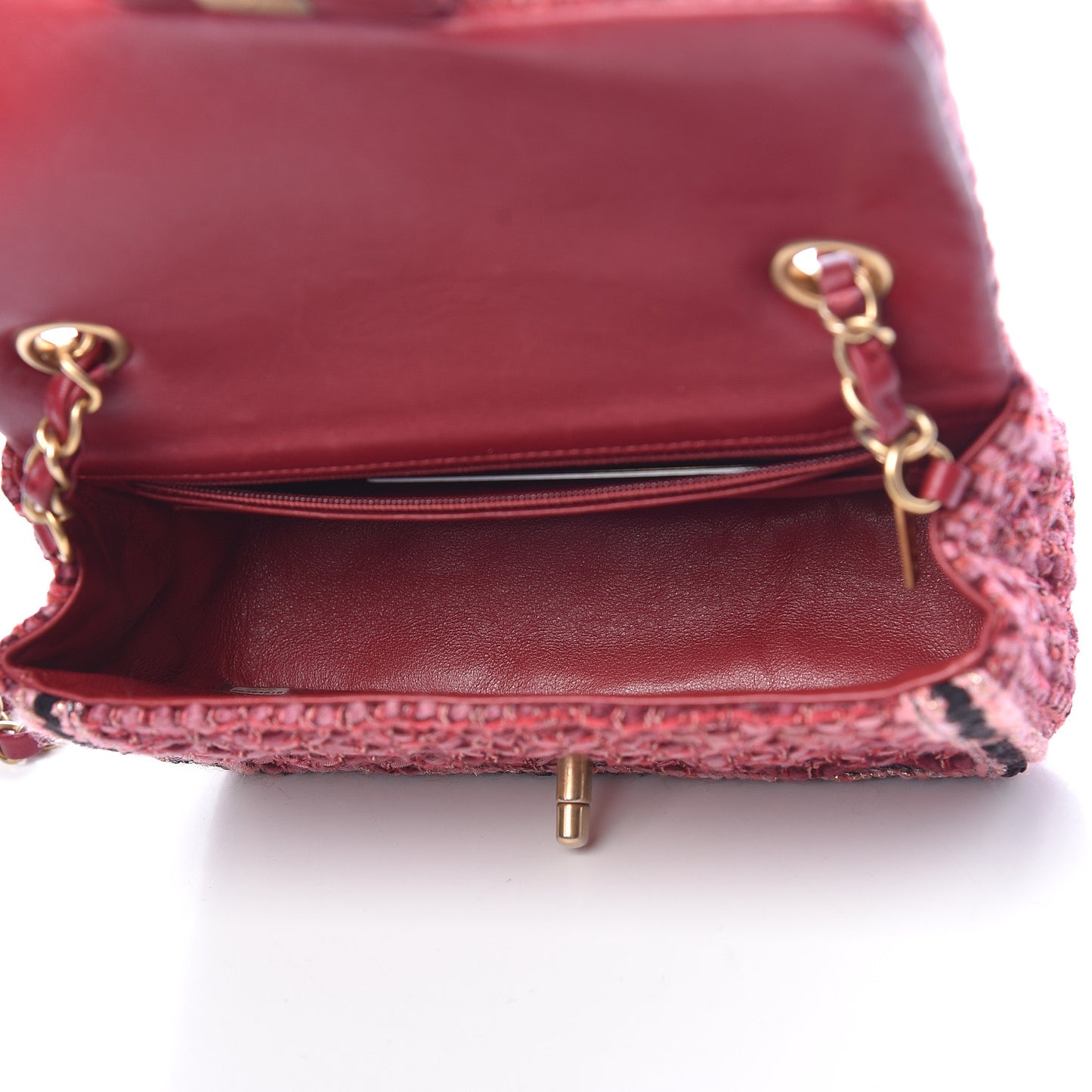 Tweed Braid Mini Flap Dark Pink