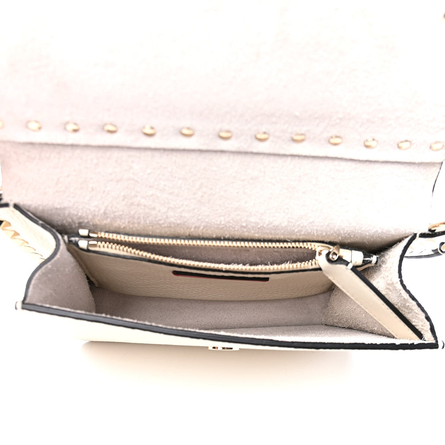 Pebbled Calfskin Rockstud Side Slip Crossbody White