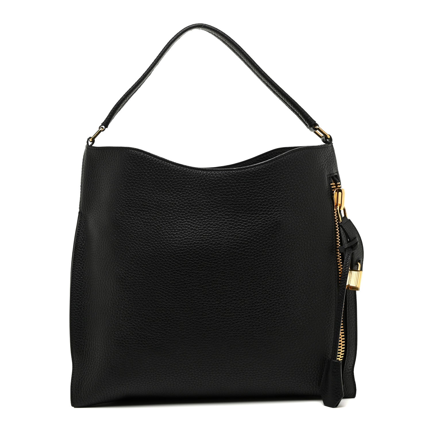 Tom Ford Pebbled Calfskin Small Alix Padlock Zip Hobo Bag Black 3 of 11