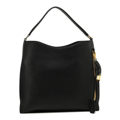 Tom Ford Pebbled Calfskin Small Alix Padlock Zip Hobo Bag Black 3 of 11