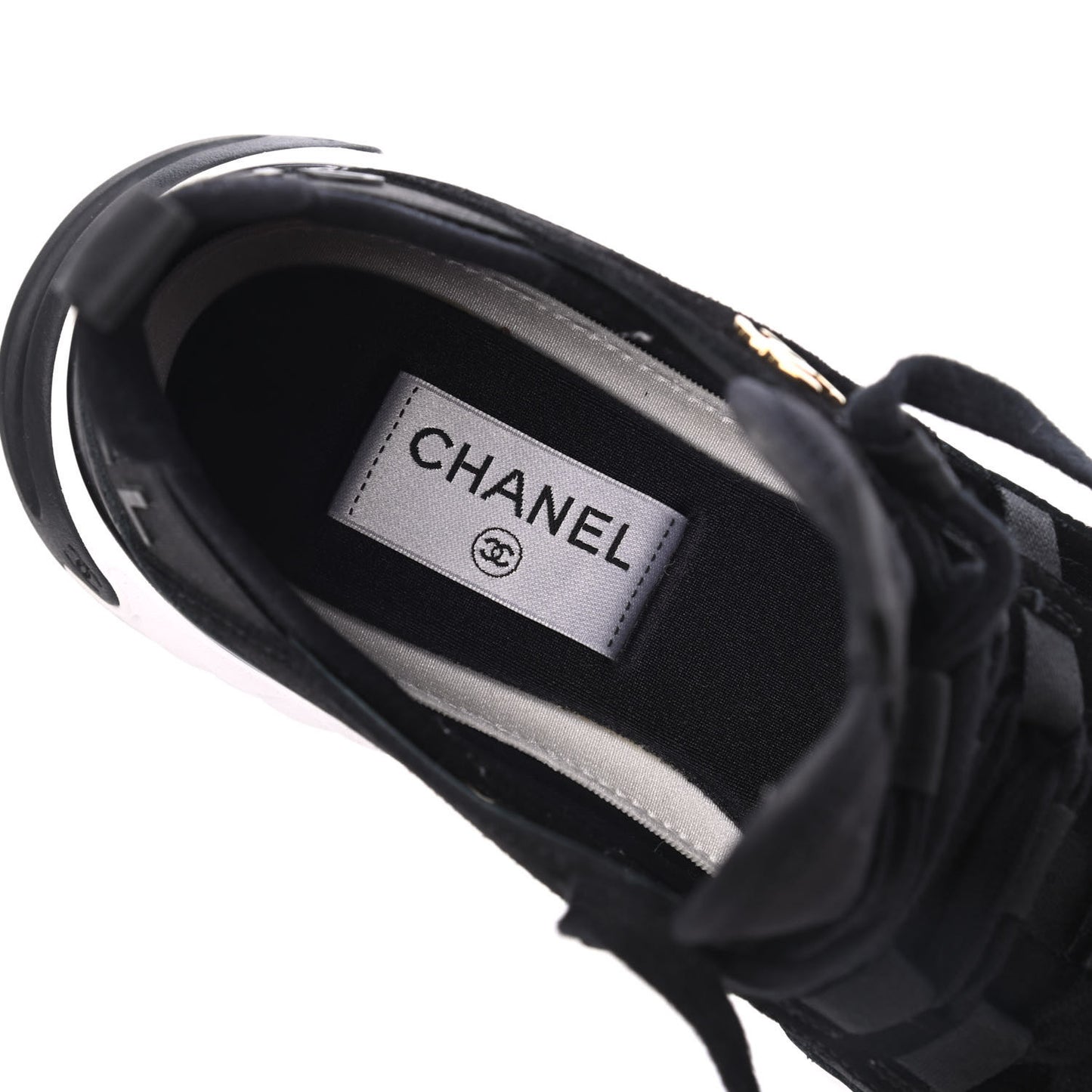 Fabric Calfskin Suede CC Sneakers 39.5 Black