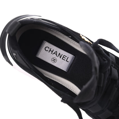 Chanel Fabric Calfskin Suede CC Sneakers 39.5 Black 18 of 20