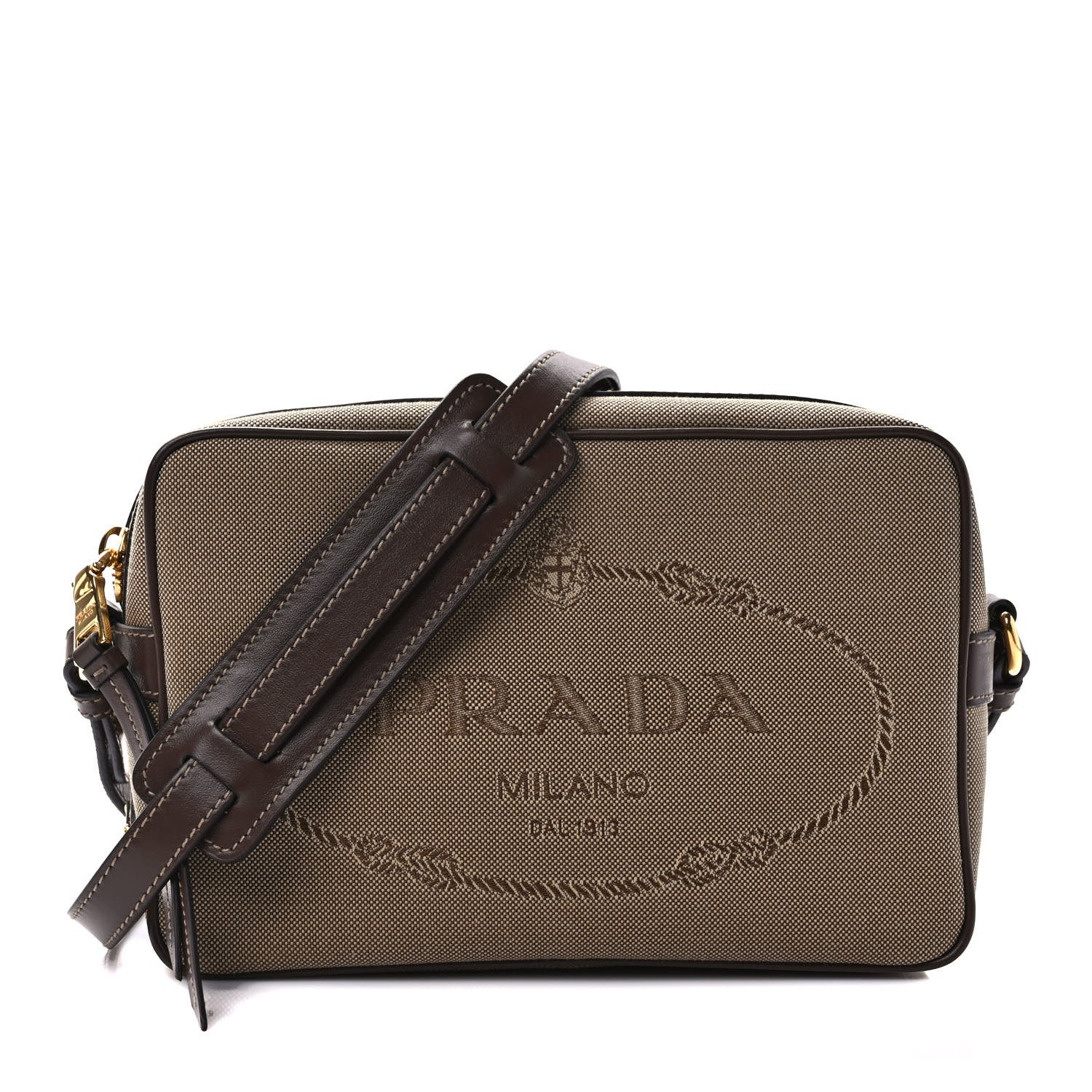 Prada Jacquard Logo Camera Bag Corda Bruciato 1 of 8