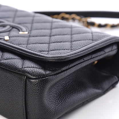 Chanel Caviar Quilted Medium CC Filigree Flap Black 12 of 15