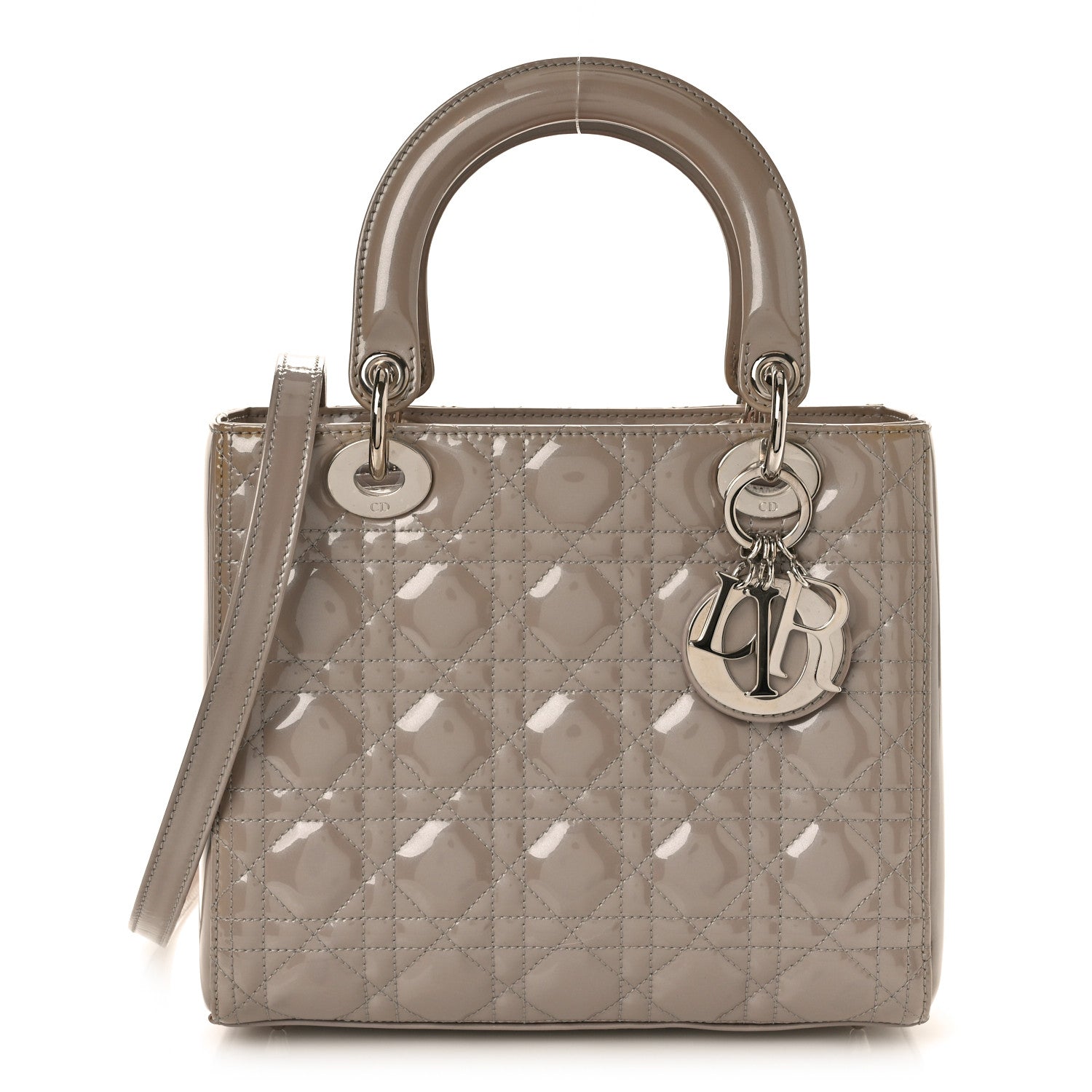 Christian Dior Pearlized Patent Cannage Medium Lady Dior Grey 1 of 9