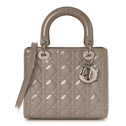 Christian Dior Pearlized Patent Cannage Medium Lady Dior Grey 1 of 9