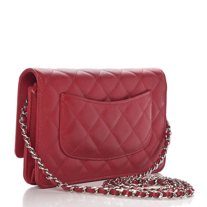Chanel Caviar Quilted Wallet on Chain WOC Red 3 of 8
