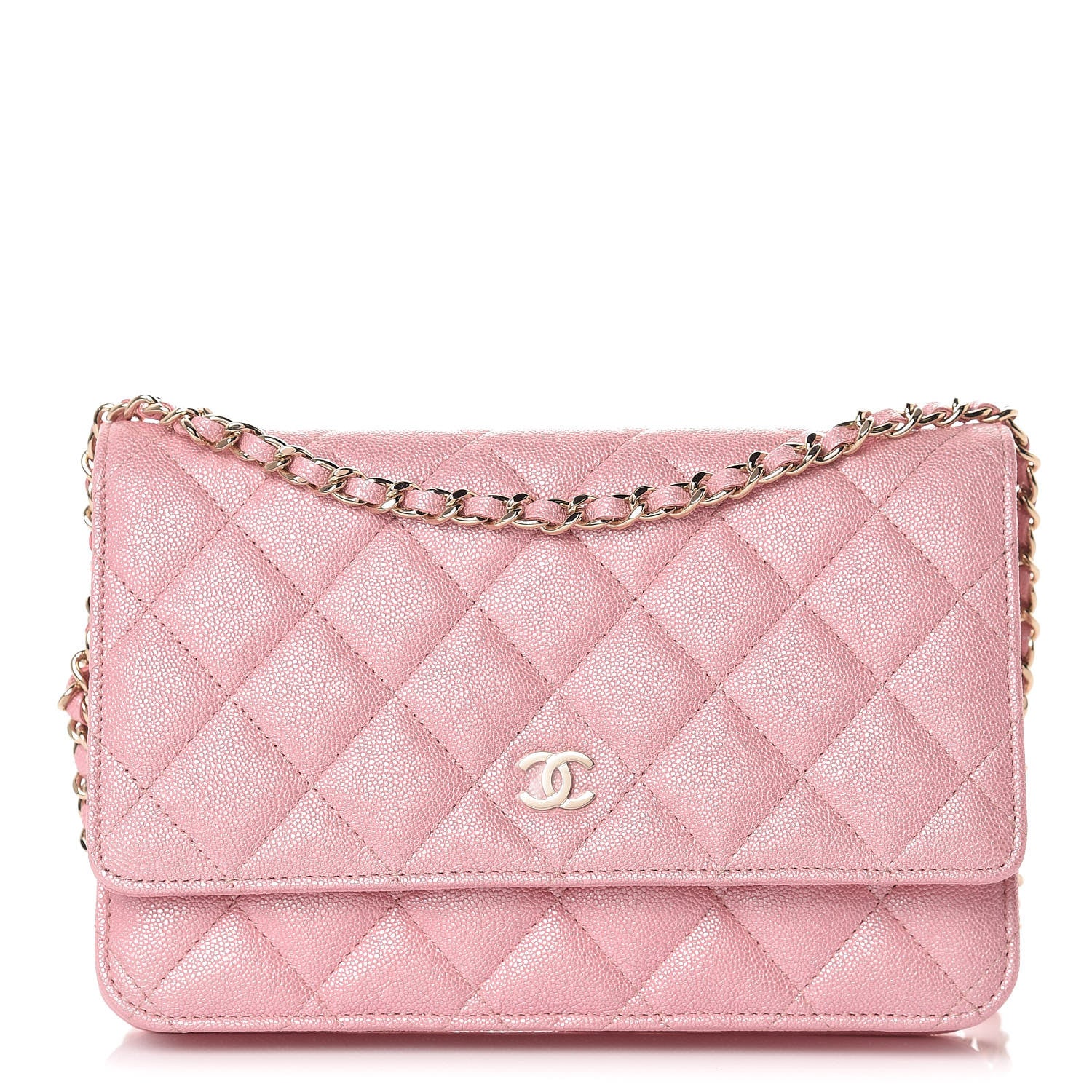 Chanel Iridescent Caviar Quilted Wallet on Chain WOC Rose Pink 1 of 11