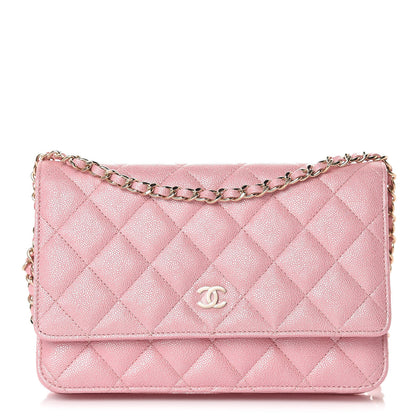 Chanel Iridescent Caviar Quilted Wallet on Chain WOC Rose Pink 1 of 11