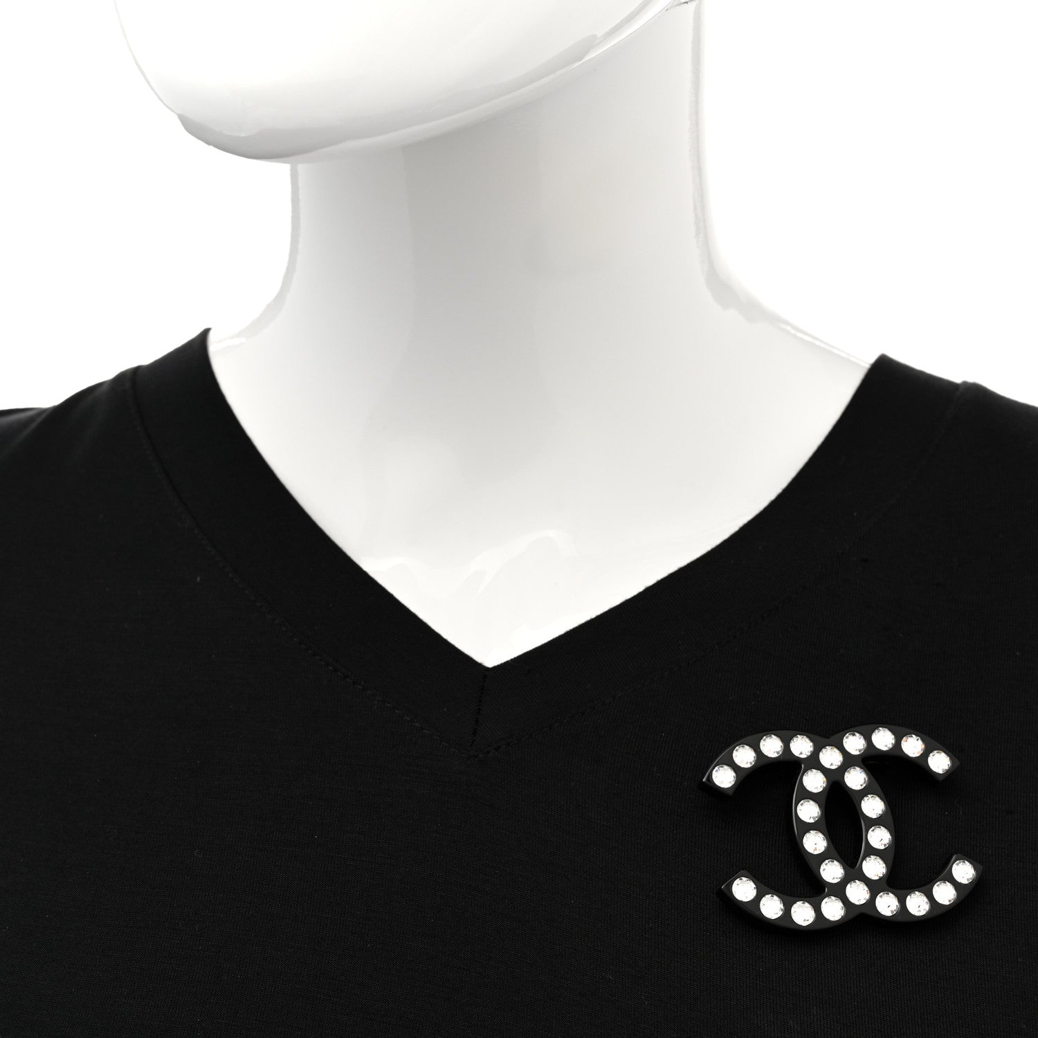 Chanel Resin Crystal CC Brooch Black 2 of 5