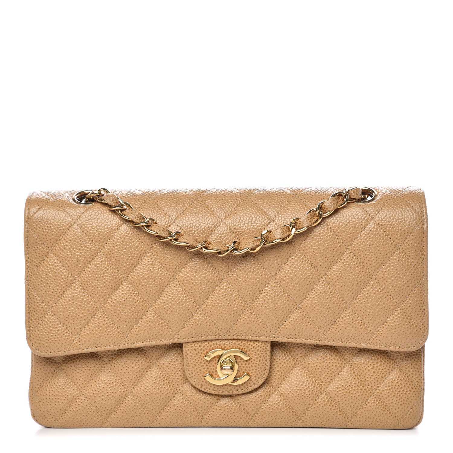 Chanel Caviar Quilted Medium Double Flap Beige 1 of 9