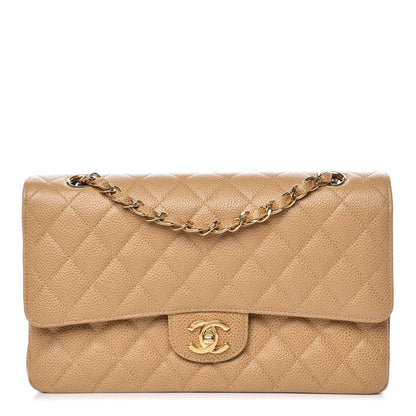 Chanel Caviar Quilted Medium Double Flap Beige 1 of 9