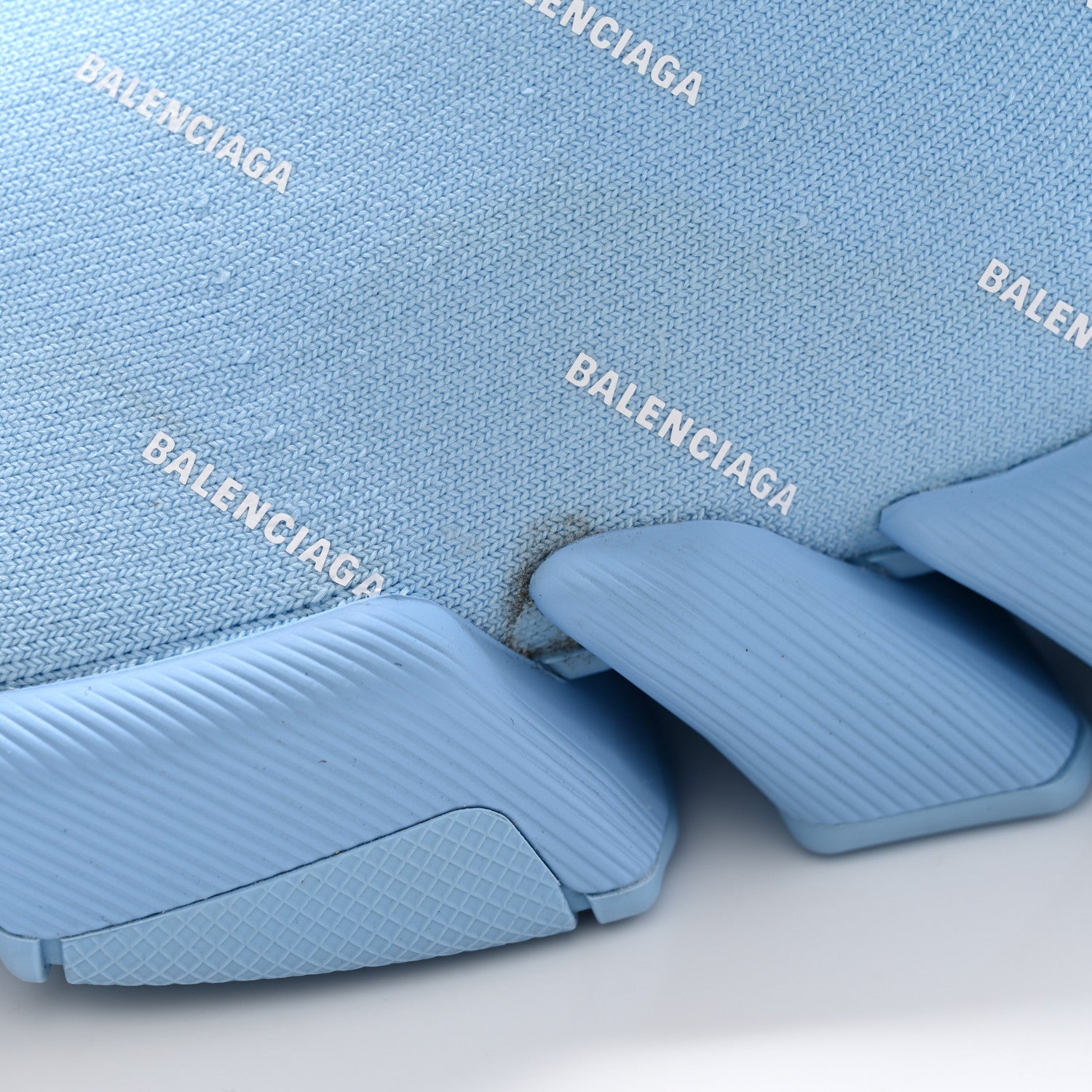 Balenciaga Technical 3D Recycled Knit Allover Logo Mens Speed 2.0 Sneakers 44 Soft Blue White 10 of 15