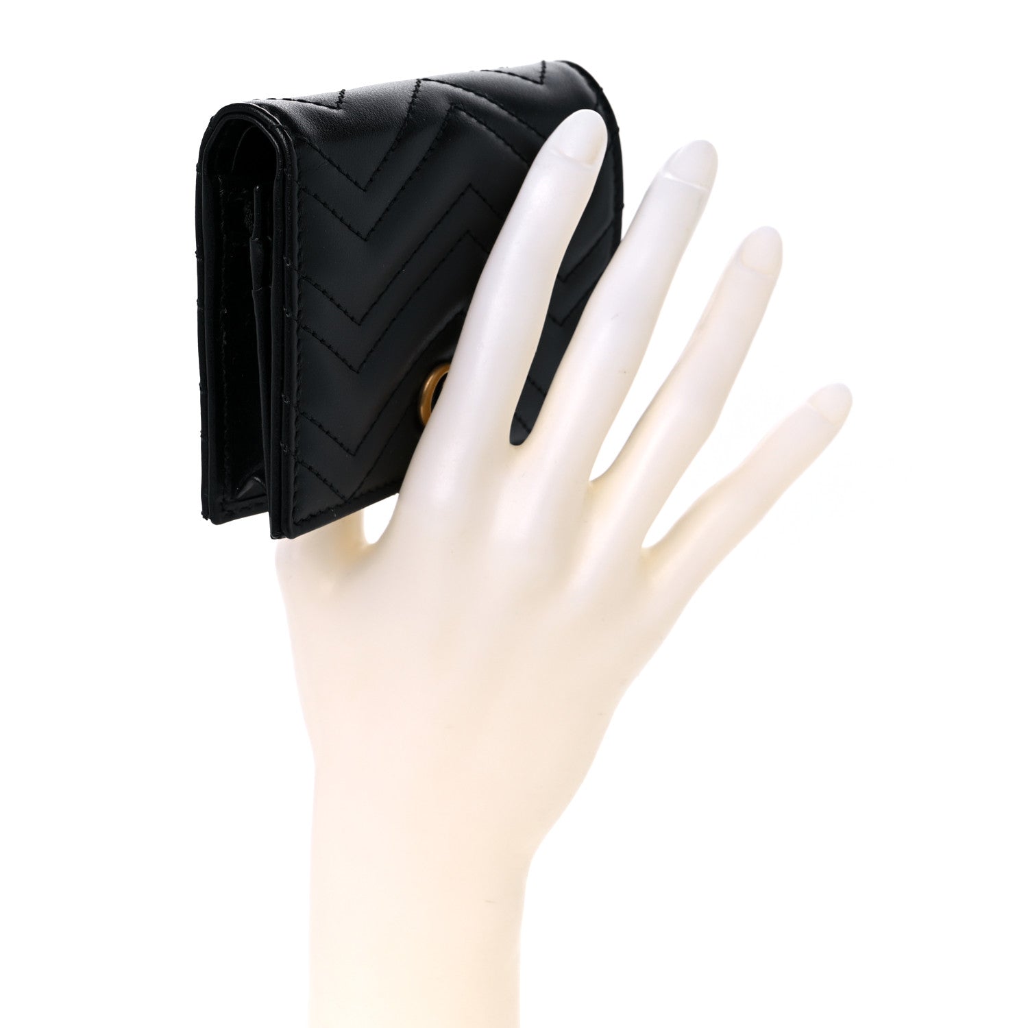 Gucci Calfskin Matelasse GG Marmont Card Case Wallet Black 2 of 10