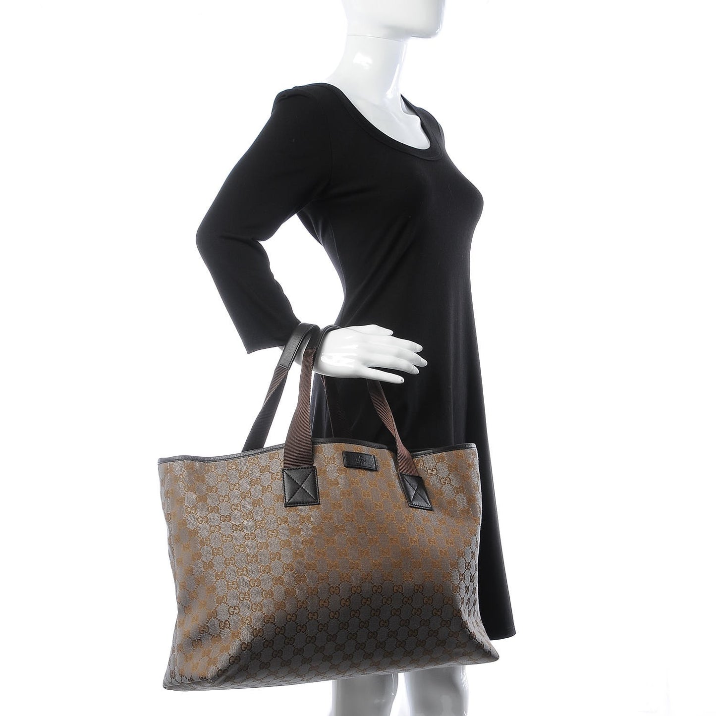 Metallic Monogram Canvas Tote Brown