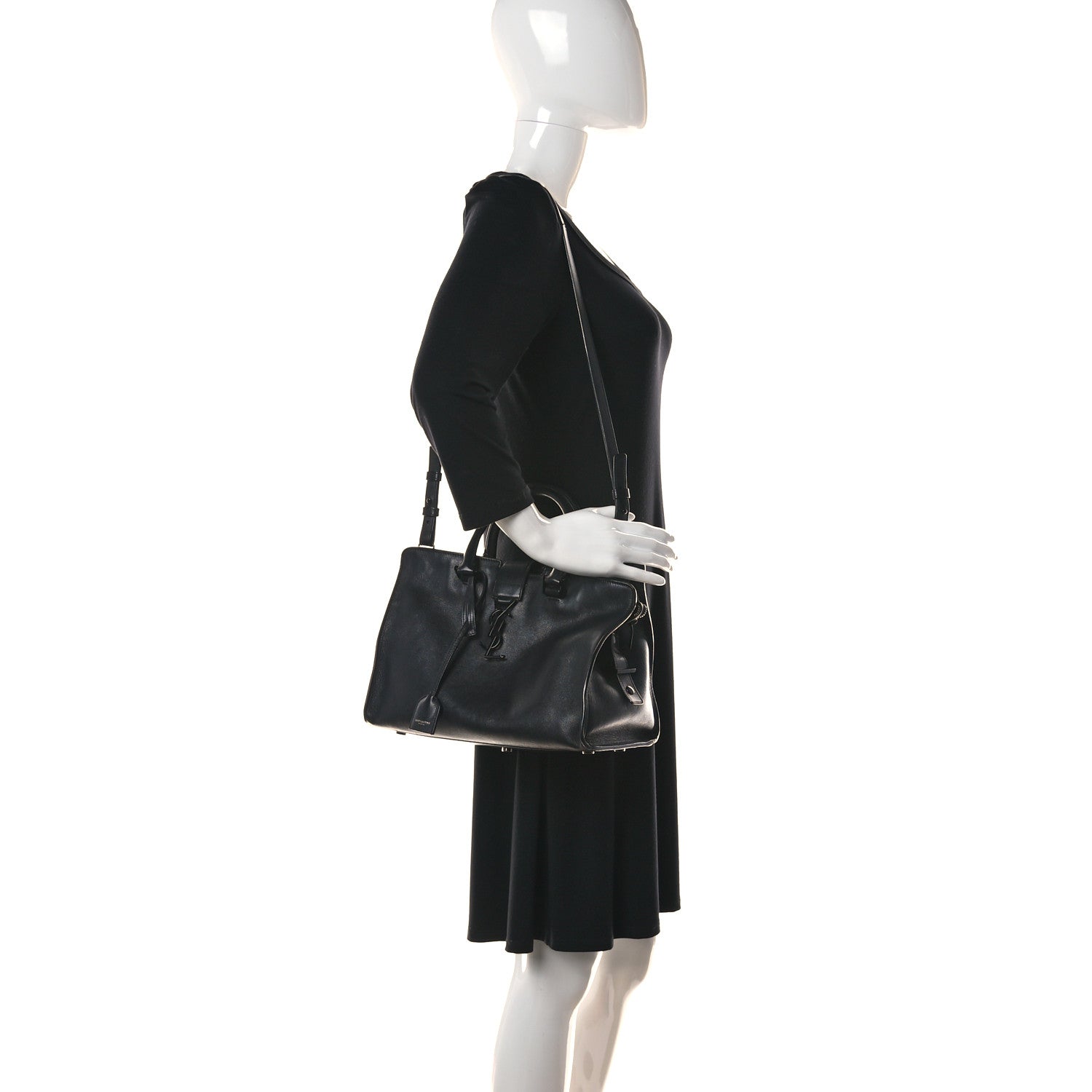 Saint Laurent Calfskin Small Monogram Cabas Black 2 of 12