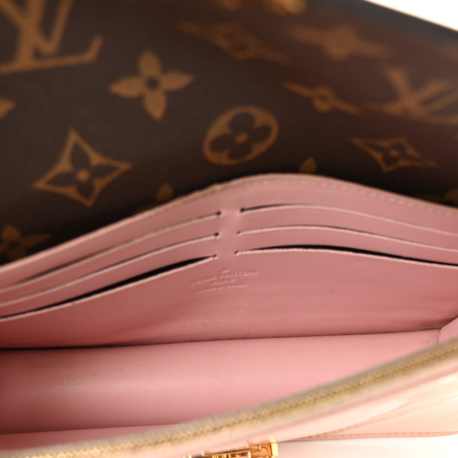 Louis Vuitton Patent Calfskin Monogram Cherrywood Chain Wallet Rose Ballerine 5 of 11