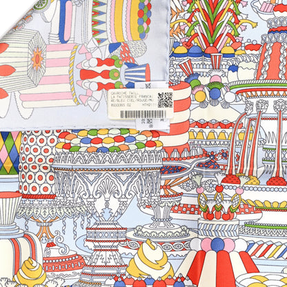 Hermes Silk La Patisserie Francaise Scarf 90 Bleu Ciel Rouge Multicolor 3 of 5