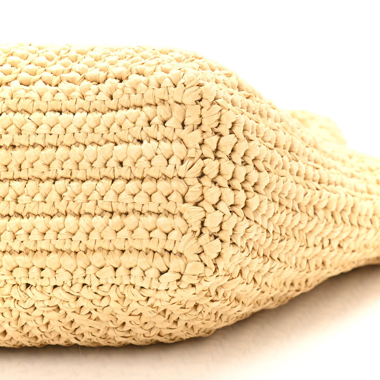 Yarn Raffia Effect Crochet Embroidered Small Logo Tote Naturale