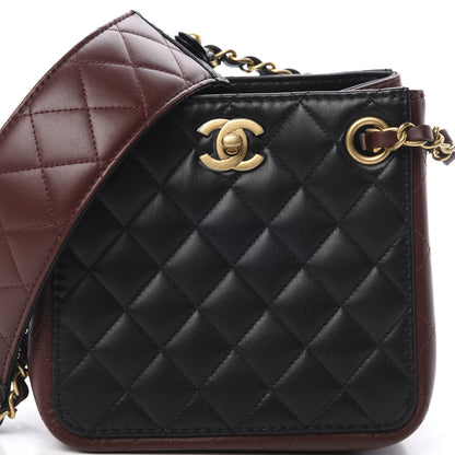 Chanel Calfskin Quilted Strap Into Bucket Bag Black Brown 8 of 12