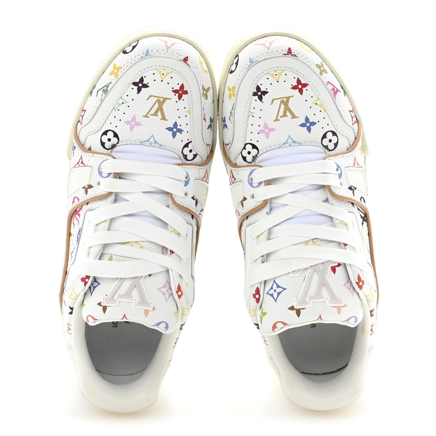 Louis Vuitton LV X TM Calfskin Monogram Multicolor Womens LV Trainer Sneakers 36 White 2 of 10