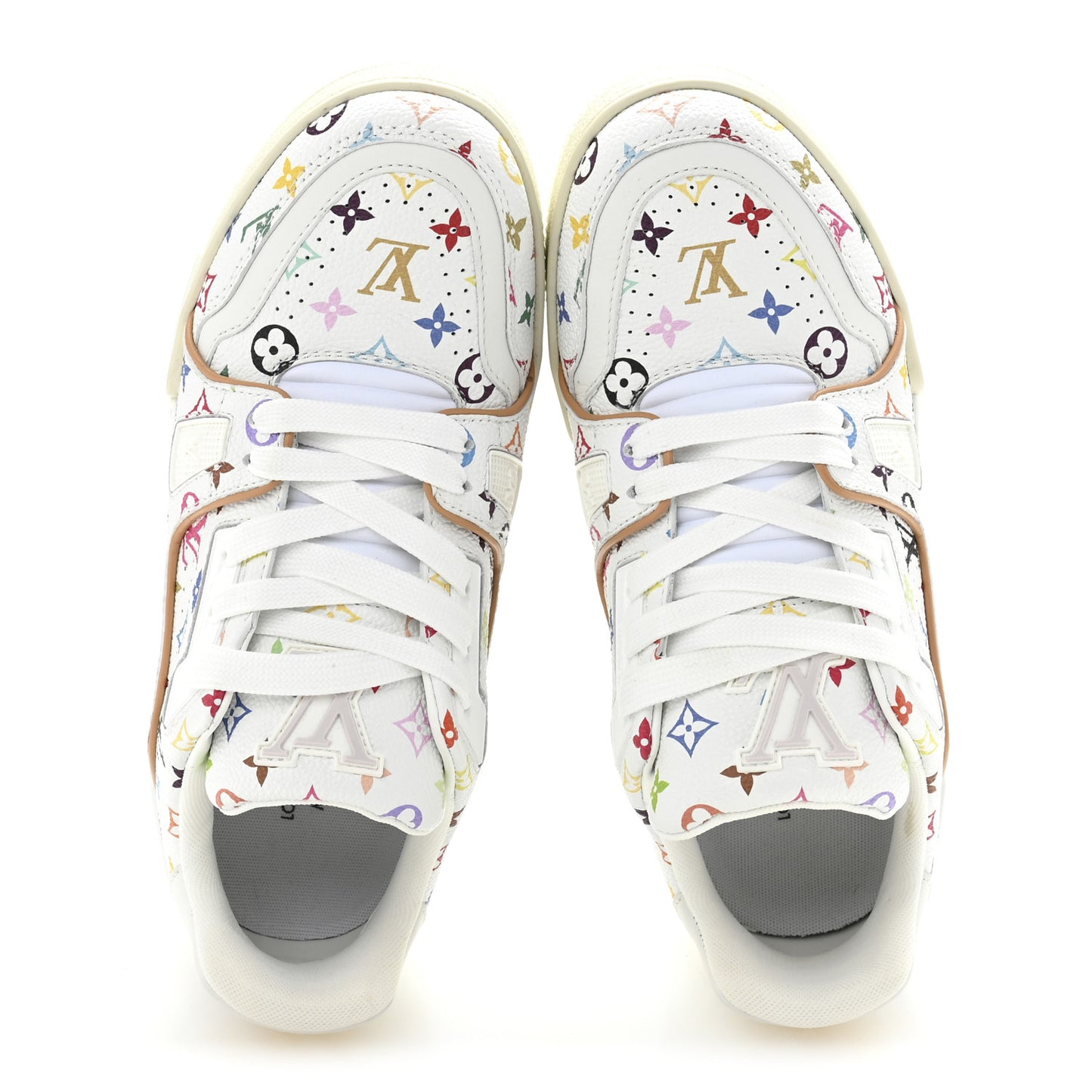 LV X TM Calfskin Monogram Multicolor Womens LV Trainer Sneakers 36 White