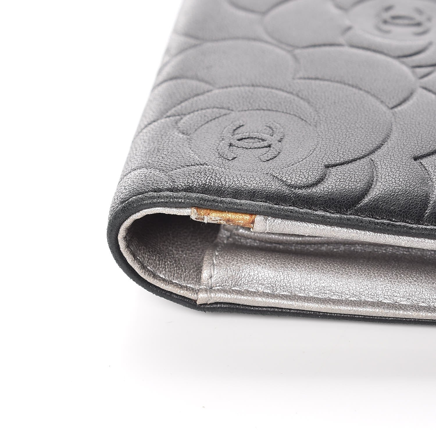Chanel Lambskin Camellia Embossed Yen Wallet Black 14 of 15