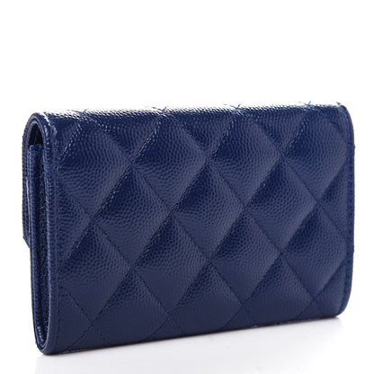 Chanel Caviar Quilted Flap Card Holder Navy Blue 3 of 9
