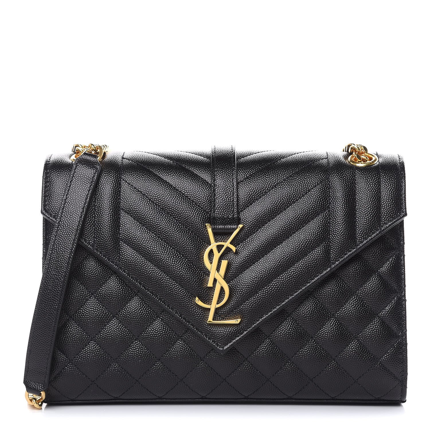 Saint Laurent Grain De Poudre Textured Mixed Matelasse Triquilt Medium Monogram Satchel Black 1 of 9