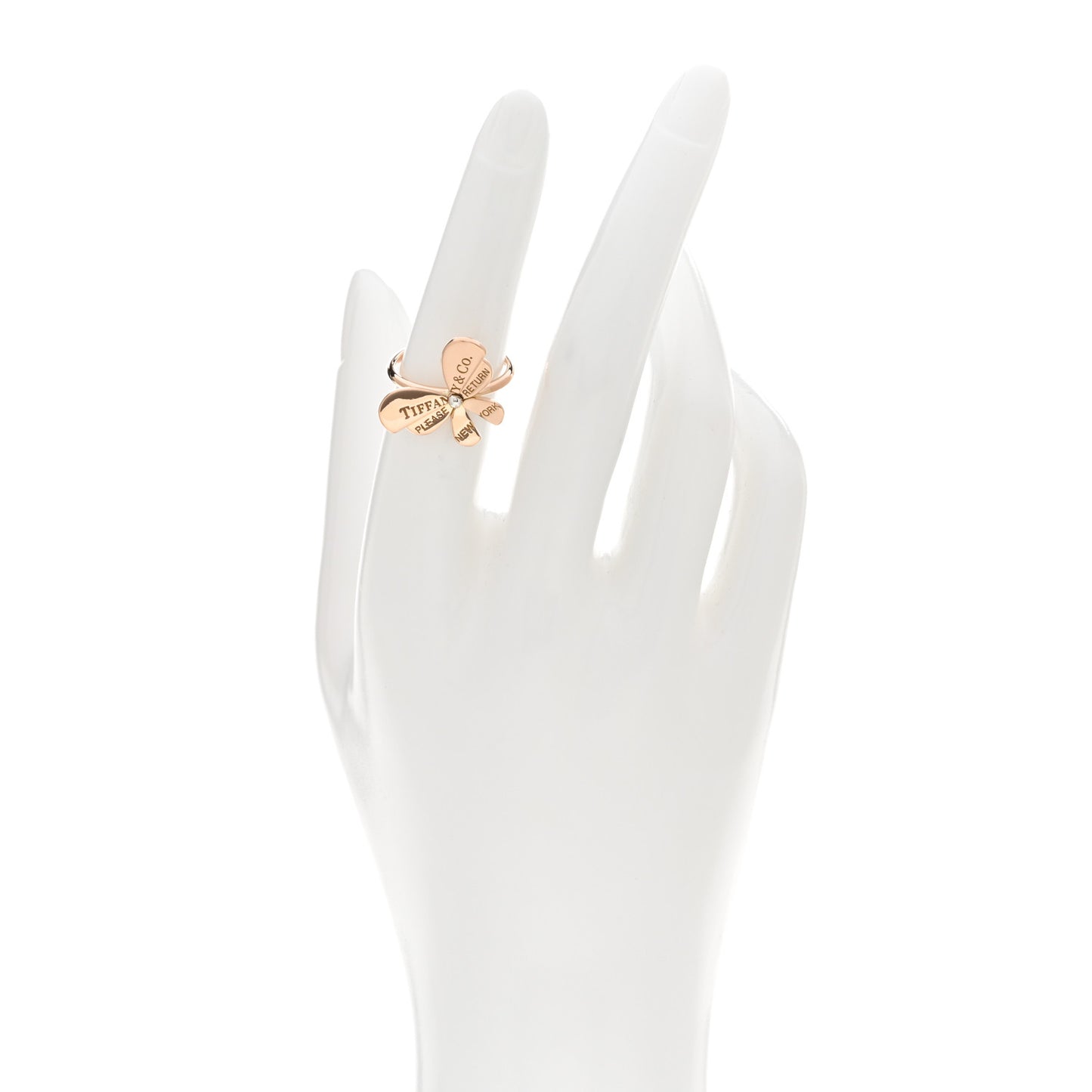 18K Rose Gold Sterling Silver Return to Tiffany Love Bugs Butterfly Ring 52 6
