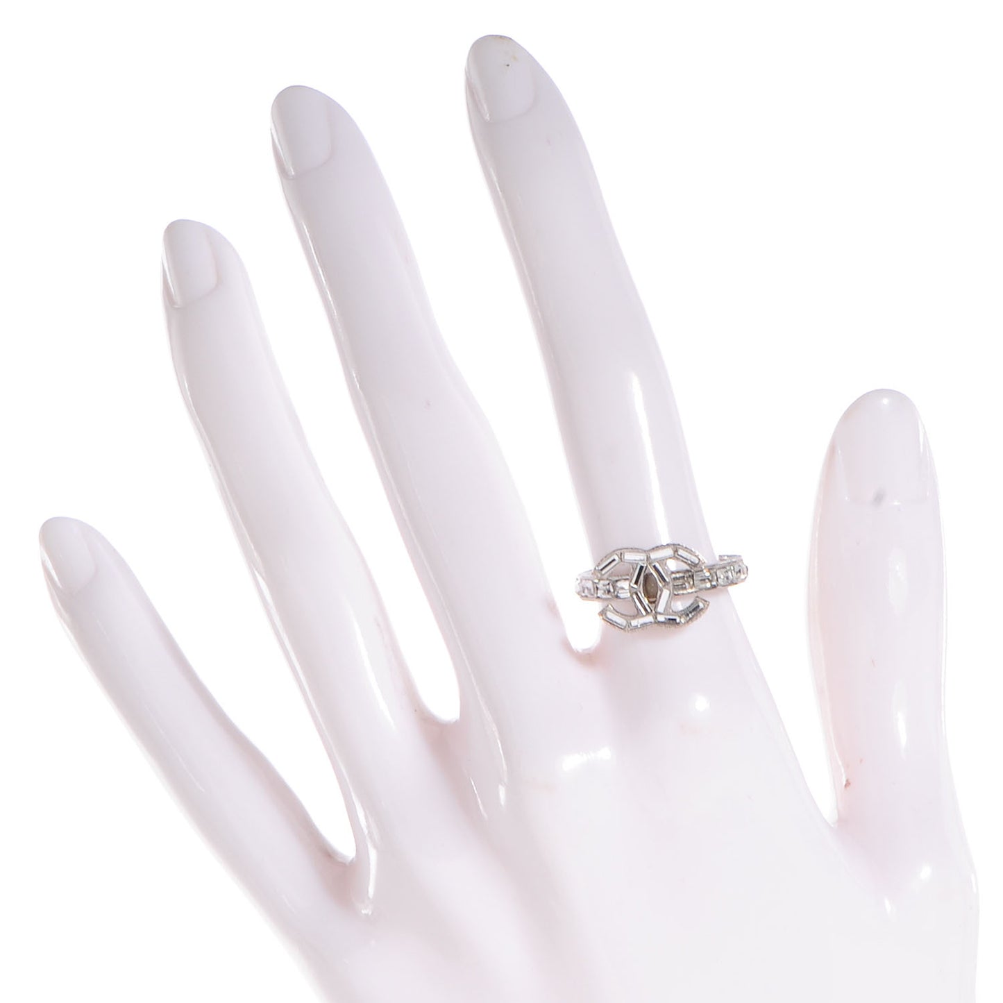 Crystal CC Logo Ring Silver 6