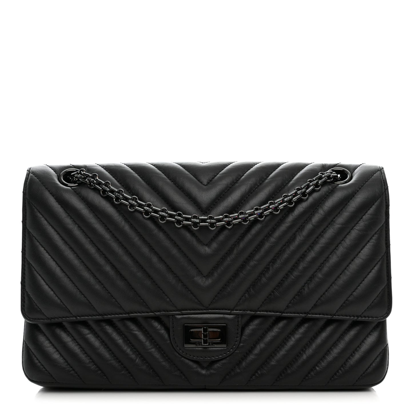 Aged Calfskin Chevron Quilted 2.55 Reissue 226 So Black