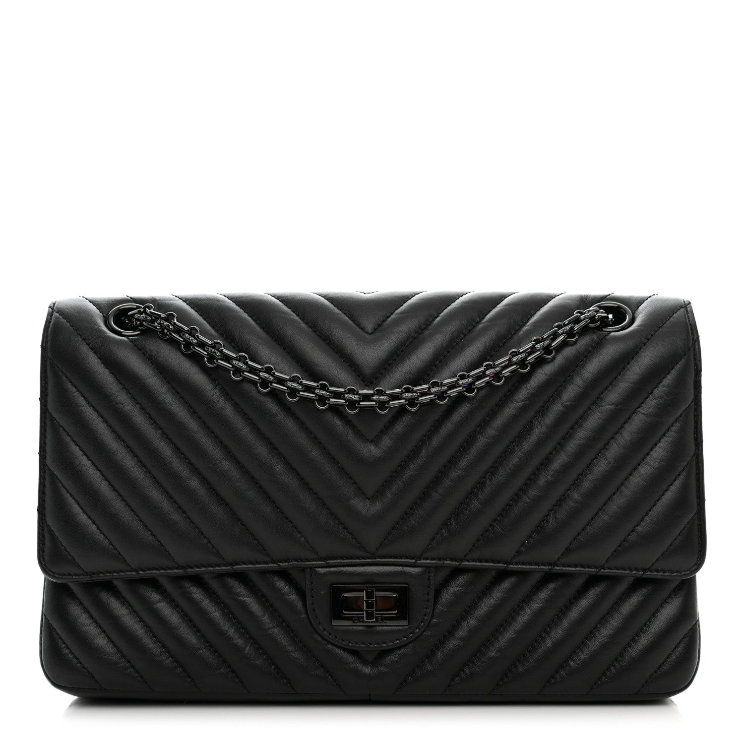 Chanel Aged Calfskin Chevron Quilted 2.55 Reissue 226 So Black 1 of 13