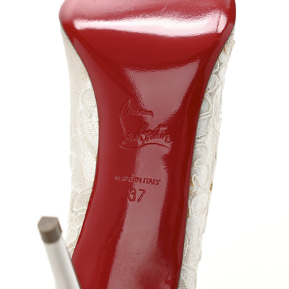 Christian Louboutin Lace Satin Neoalto 85 Pumps 37 Latte 7 of 10