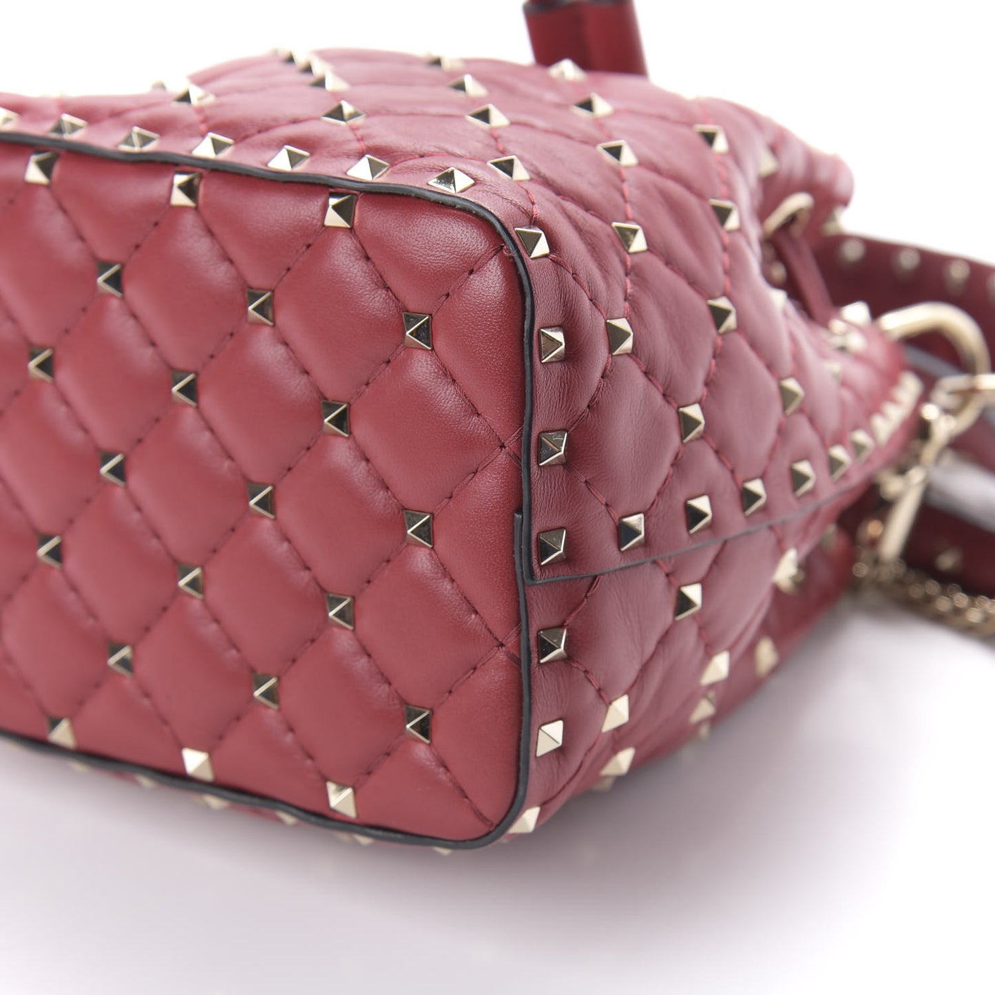 Nappa Small Rockstud Spike Bucket Bag Rosso Valentino